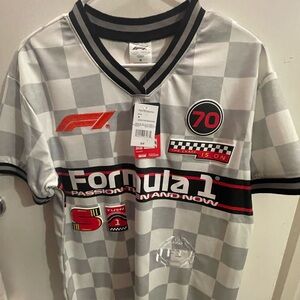 Formula 1 Checkerboard Logo Tee with Red Accents